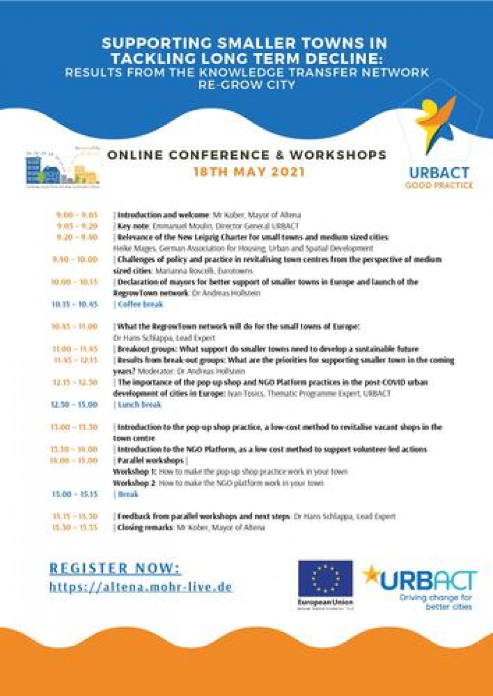 La xarxa de transferència URBACT Re-growCity organitza una conferència sobre com afrontar el declivi de petites i mitjanes ciutats europees