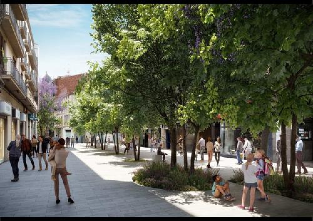Les primeres imatges del nou Guimerà mostren un carrer més verd i amb amplis espais per als vianants