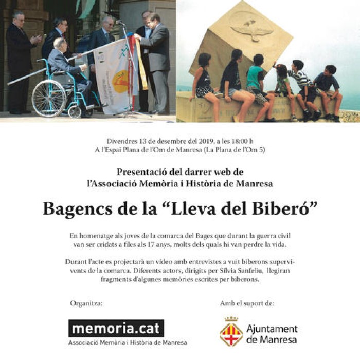 Presentació de la web de memoria.cat en homenatge als bagencs de la 'Lleva del Biberó'