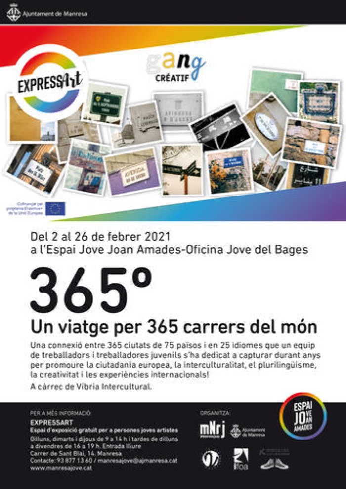 L'Espai Jove Joan Amades - Oficina Jove del Bages acull l'exposició «365°. Un viatge per 365 carrers del món»