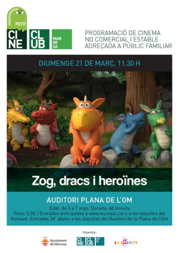 Petit Cine Club projecta aquest diumenge Zog, dracs i heroïnes,  per a infants de 3 a 6 anys
