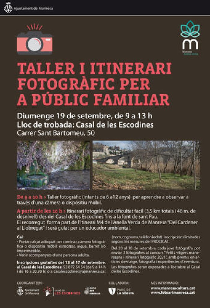 El Casal de les Escodines i Foto Art Manresa organitzen la 3a edició del taller i itinerari fotogràfic per a públic familiar 