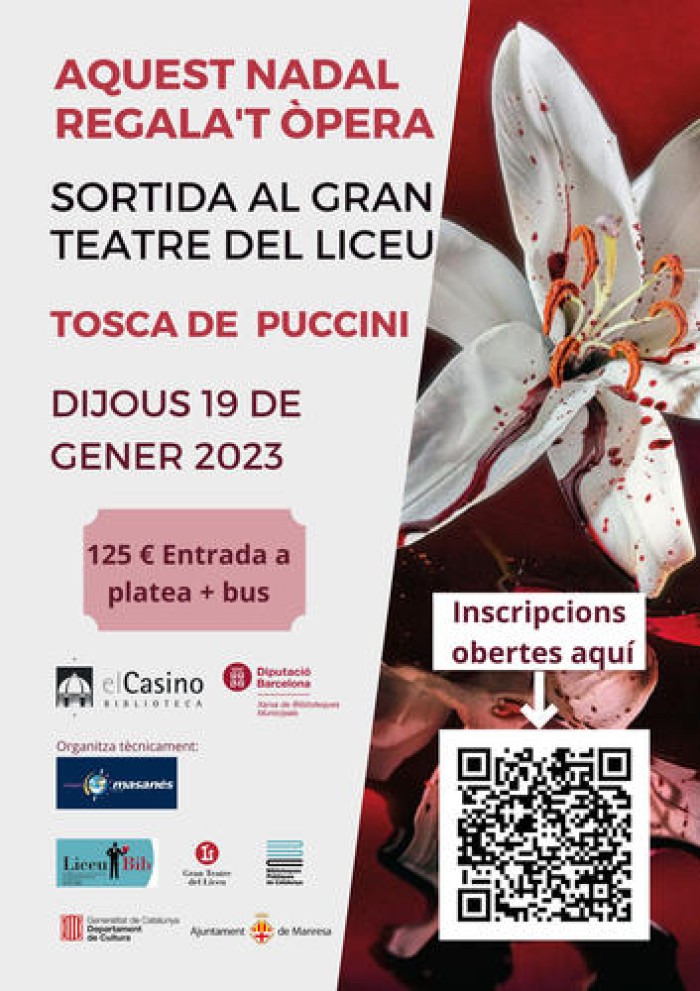 La Biblioteca del Casino organitza una sortida per veure l'òpera Tosca de Giacomo Puccini al Gran Teatre del Liceu