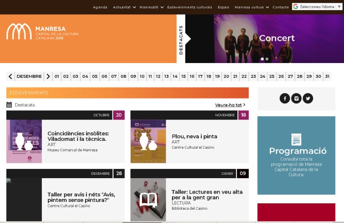 L'Ajuntament de Manresa estrena pàgina web de Cultura amb motiu de la capitalitat cultural 2018