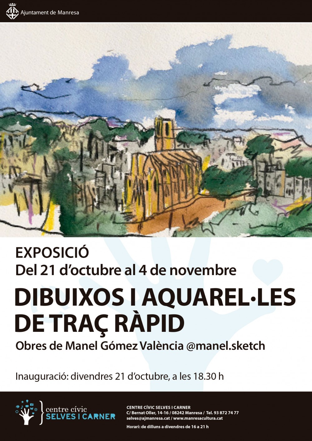El Centre Cívic Selves i Carner estrena una exposició de dibuixos i aquarel·les de Manel Gómez València