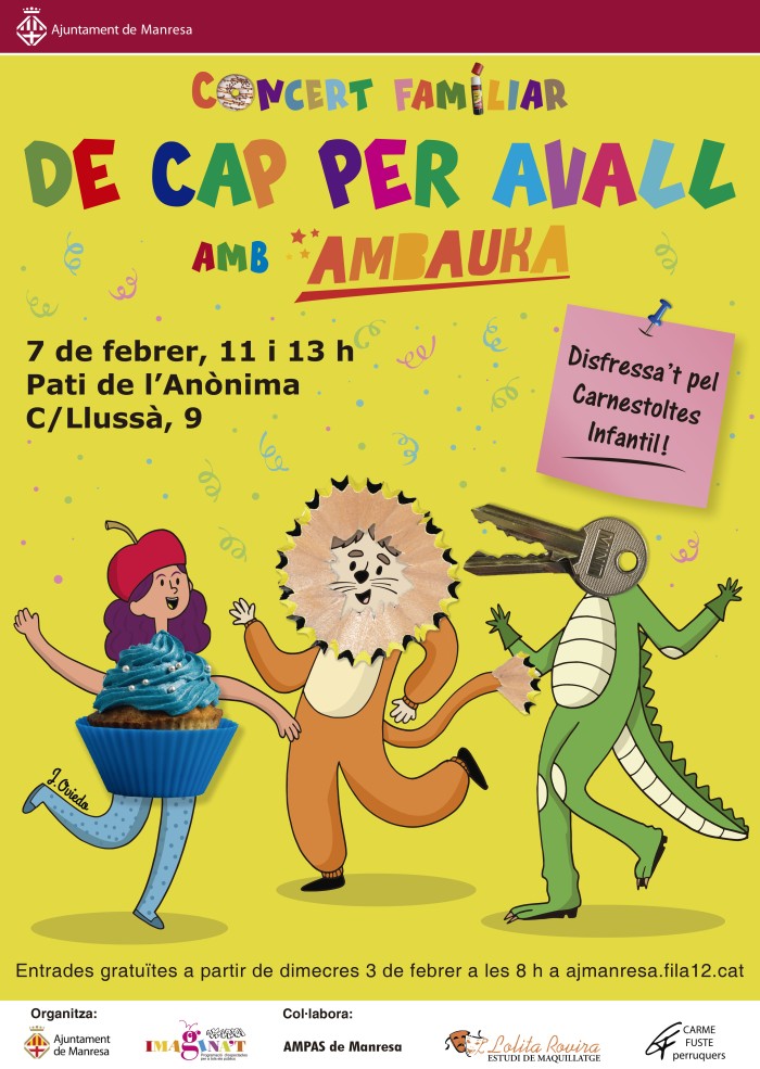 Un concert per a públic familiar a l'Anònima substituirà la tradicional rua de Carnestoltes Infantil de Manresa 