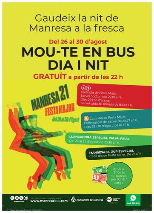 L'Ajuntament de Manresa reforça el bus urbà a tots els barris els dies de Festa Major per tal d'afavorir la mobilitat en transport públic 