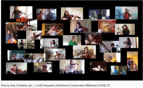 L'Orquestra Simfònica del Conservatori de Manresa crea una versió de Viva la vida amb 43 músics tocant cadascú des de casa seva   