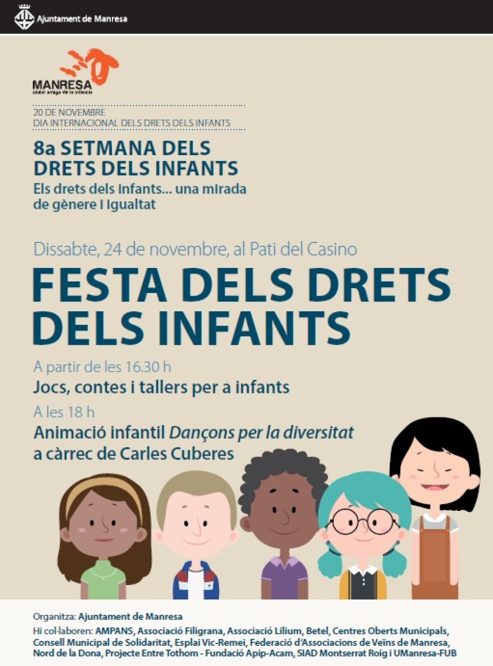 La 8a Setmana dels Drets dels Infants clourà demà dissabte amb una festa al Pati del Casino